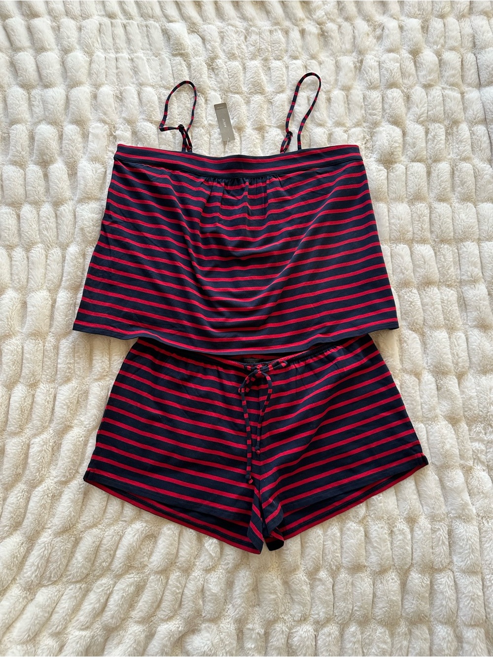 J. Crew Navy & Red Striped Cami and Short Pajama Set
